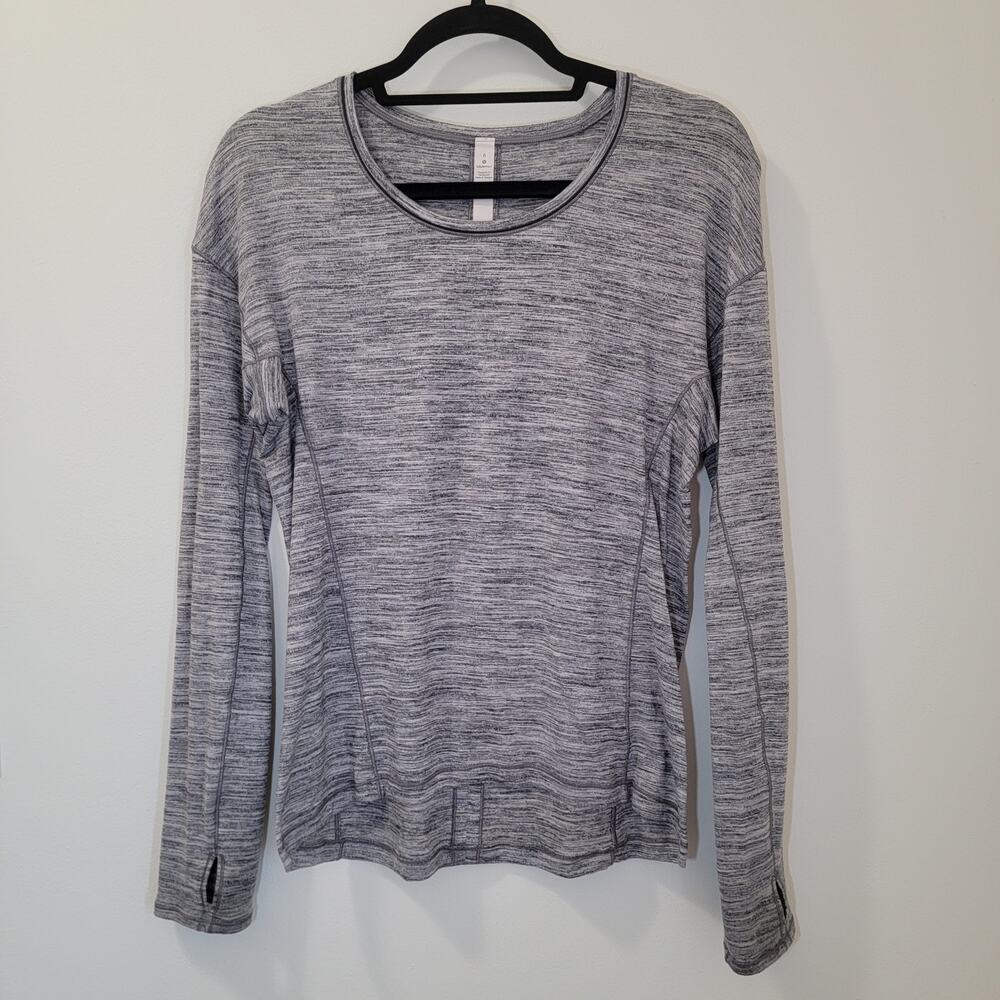 Lululemon Gray Heathered Striped Long Sleeve Shirt Size 6